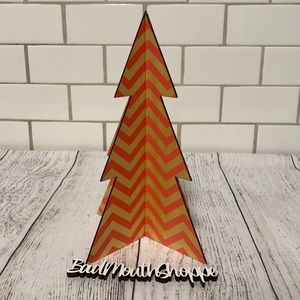 *Urban Outfitters UO Neon Orange Modern Chevron Wooden Christmas Tree Decoration
